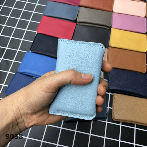 Кожаный маленький модный картхолдер, из натуральной кожи, воловья кожа, в корейском стиле