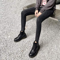 Xiaomi Bear Grey Black Jeans Woman Spring Autumn High Waist Display Slim Fit Elastic Small Foot Pencil New Chic Pants