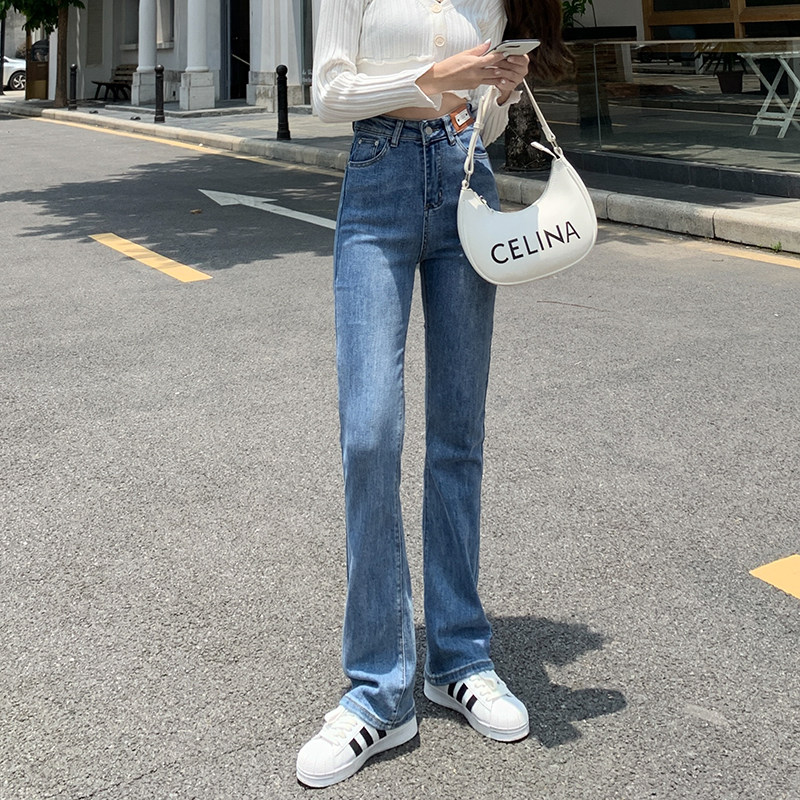 Xiaomi Bear High Waist Microlao Jeans Woman 2022 New Autumn Loaded Broadlegged With Slim Horn Long Pants