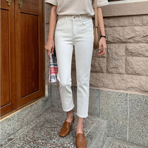 Xiaomi Bear White Jeans Lady Spring Autumn 2022 New High Waist Straight Drum Loose slim 80% smoke pipe pants woman