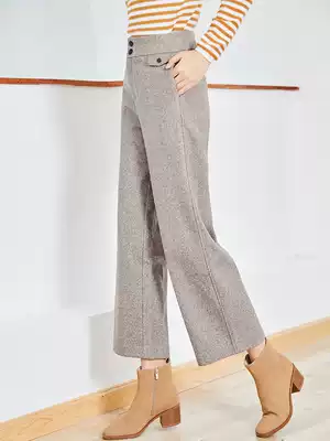 Hairy wide leg pants women's autumn and winter high waist drape feel nine points thin casual suit pants loose straight pants winter pants