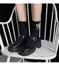 Lolita retro pearl girl bow mid-tube socks black jk all-match college wind fungus pile pile socks