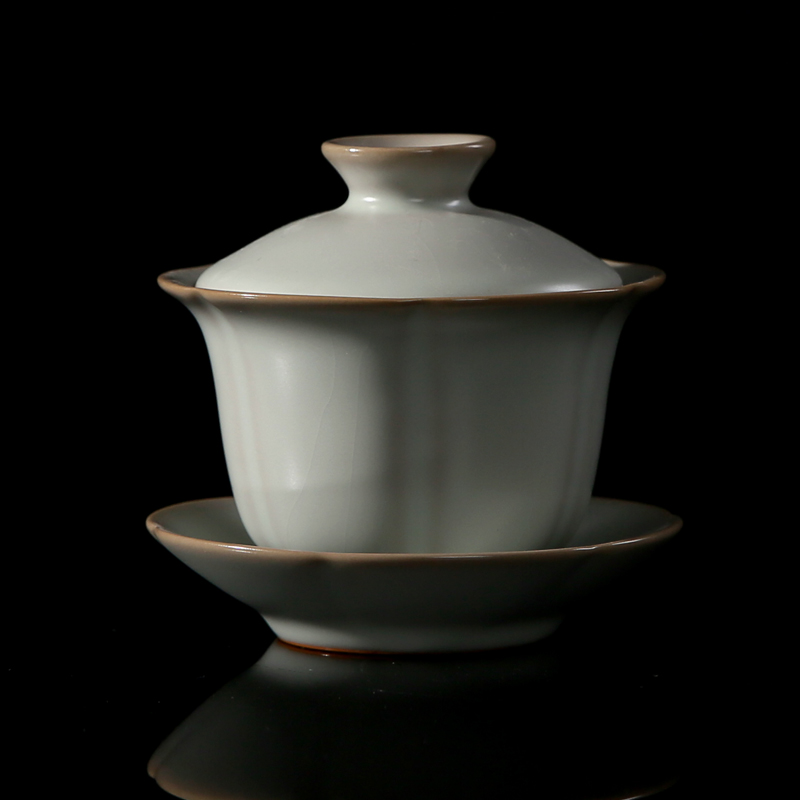 Ruyao Gaiwan Taiwan Guanjie Ru Porcelain large piece Three-year-old Gaiwan Kung Fu Tea set Shunfeng