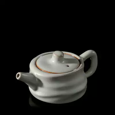 Taiwan Guanjie Ru Kiln Teapot Ceramic Gongfu tea set Open piece Ru porcelain single pot Textured art pot Sky blue