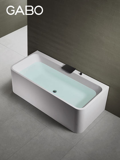 观博GABO 高分子人造石单裙边浴缸家用成人浴盆1.6米泡澡浴池K209