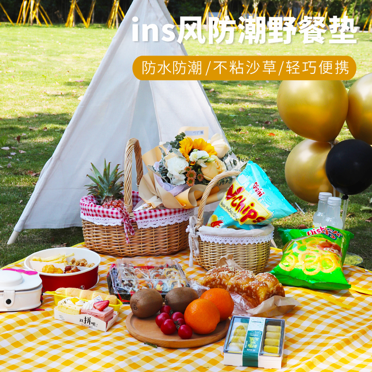 Picnic mat ins wind spring tour moisture-proof mat outdoor outing lawn picnic portable waterproof pastoral picnic cloth