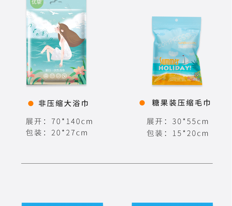 買三送一 中國直郵 一次性壓縮毛巾浴巾純棉大號加厚便攜酒店洗頭巾旅行用品 30*55cm 10粒/包