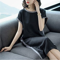 Mùa hè 2019 phụ nữ mới châu Âu và Mỹ thương hiệu lớn đồng nặng ammonia váy lụa phụ nữ lỏng lẻo kích thước lớn váy dài thủy triều - váy đầm đầm voan