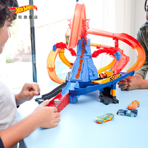 Hot wheel city electric series volcano theme swing challenge track rail car childrens toy FTD61