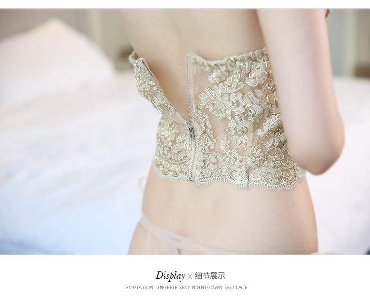 Cám dỗ Sao người lớn vui vẻ tạp dề phù hợp với ladies ren sexy nightdress mùa xuân mùa hè đồ ngủ sling đồ lót trong suốt
