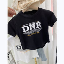 Girls Summer Short Sleeve Letter Mask T Short New Childrens Western Style All-match Slim T-shirt Girls Baby Top