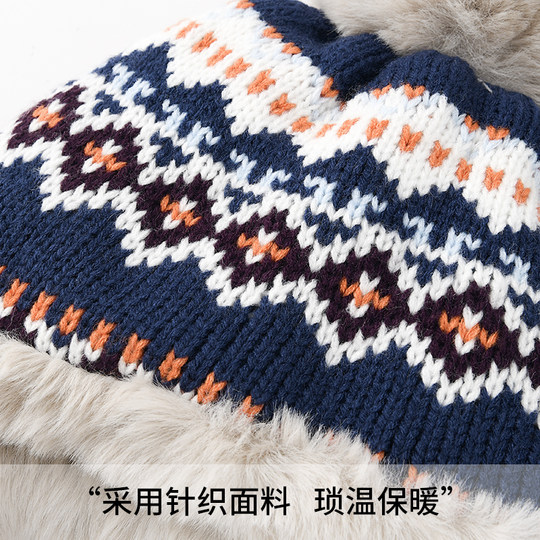 Woolen Hat for Women, Autumn and Winter, Thickened, Warm, Makes the Face Look Smaller, Ear Protection, Plush Hat, Cycling, Cold-Proof, Pullover Lei Feng Hat