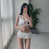 Dudu point Han Shang Korean ins fairy fan bikini swimsuit female summer small chest gathered 2021 new hot spring swimsuit