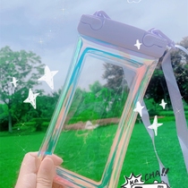 Solid color bubble inflatable colorful transparent mobile phone waterproof bag Apple Huawei universal sealed touch screen swimming diving cover