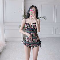 Dudu point Han Shang Fairy Fan Japanese sexy one-piece swimsuit female summer conservative cover belly thin 2021 New Swimwear