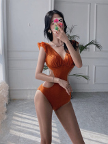 Dudu point Han Shangnet red Korea ins sexy backless one-piece swimsuit female summer small chest hot spring 2021 New Swimwear