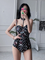 Dudu Han Shang ~ Korean ins retro one-piece swimsuit female small breasts gather Conservative belly hot spring couple swimwear