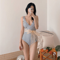 Dudu point Han Shang Korea ins sexy one-piece swimsuit female summer fairy air cover meat thin 2021 new hot spring swimsuit