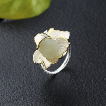 Very Tai 925 Silver Hetian Jade Ring Womens Personality Temperament National Style Creative Simple Opening Ring