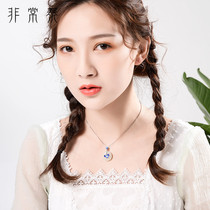 Very Tai Hetian Jade S925 silver cloisonne pendant female round choker simple