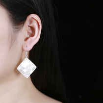 Very Tai S925 silver shell diamond earrings female simple temperament earrings exaggerated long personality earrings