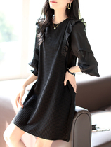 Lotus leaf edge splicing straight drum Liondress woman 2022 Early spring new Chinese long sleeves name Yuanyu Temperament Skirt