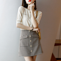 2022 Summer new small sub Superior sensation light cooked wind suit woman half-body dress temperament reduction two sets