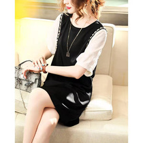 SNICYKER Xiaoxiang Wind Liandress Women Summer New short sleeves Loose Slim Brief about 100 Lapped Temperament Little Black Dress