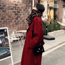 The new red winter 2022 Fashion Womans Double - faced Cashmere Coat in the autumn and winter