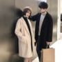 Mùa đông 2018 phiên bản Hàn Quốc mới của thương hiệu thủy triều dài phần đôi áo len lông cừu áo khoác nam rộng áo da nam cao cấp