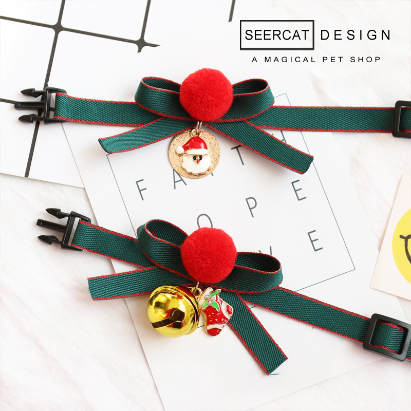 Small Color Cat Pet Christmas Butterfly Knot Neckline Cat Dog Bell Necklace Necklace Teddy Small Dog Ornament