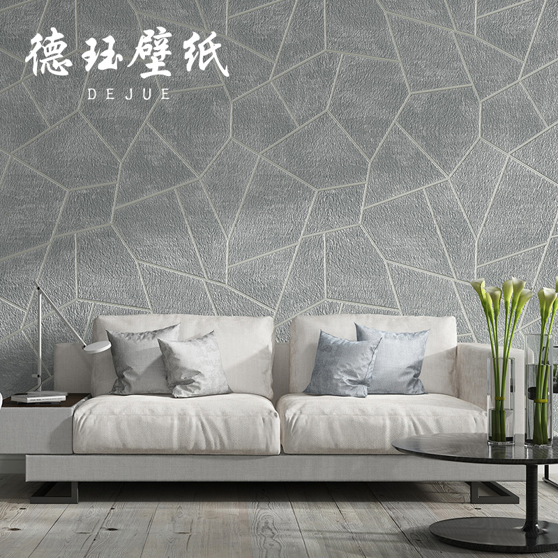 Nordic 3D Geometric Graphic Unwoven Fabric Deer Leather Suede Wallpaper Light Lavish Living Room Bedroom TV Background Wall Grey Wallpaper