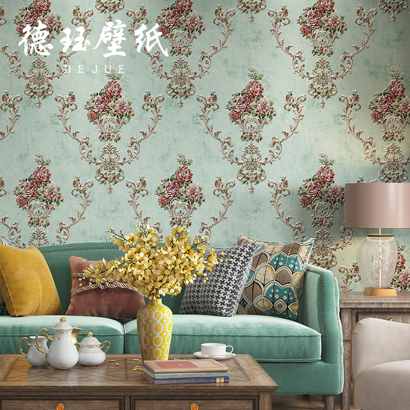 Retro American wallpaper home unwoven fabrics European-style fields Garden cozy bedrooms Broken Flowers Wall Paper Flowers Living-room Background Wall