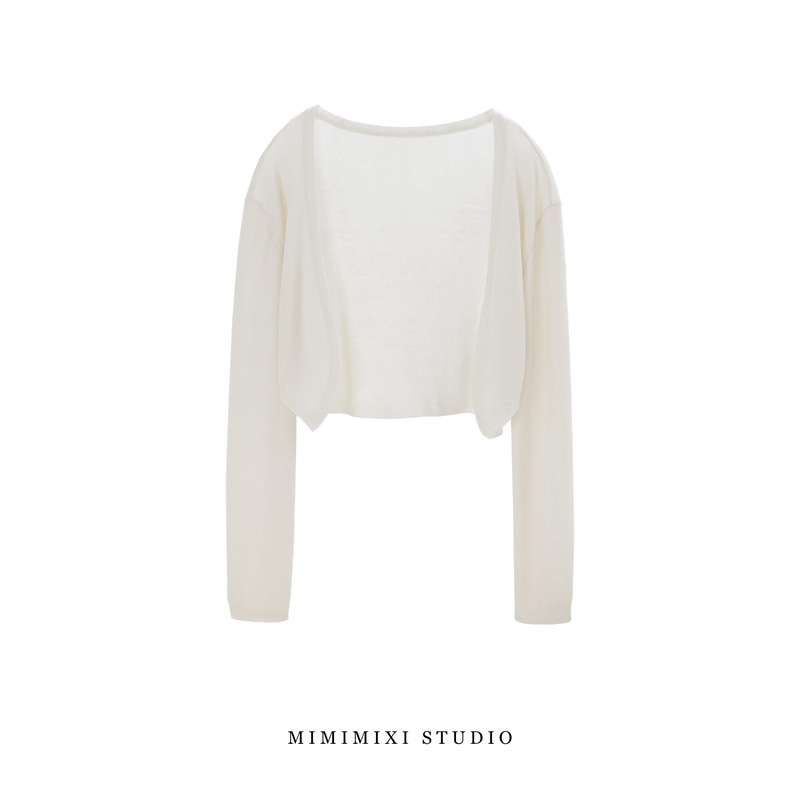 Mimimixi Tencel Knitted Cardigan for Women, Thin and Elegant, Suitable for Pairing with a Slip Dress, Perfect for Spring and Autumn