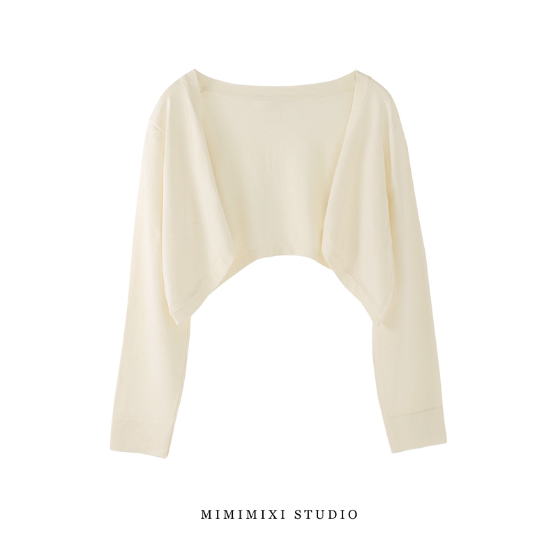 Mimimixi Thin Knitted Cardigan for Women, Short Vest with Suspender Skirt, Small Shawl, Outer Layer Sun Protection Shirt Top