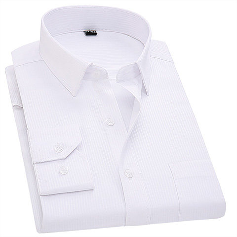 2024 Spring Long Sleeve Shirt Men's Youth Business Professional Workwear Formal Hidden Stripe White Shirt Suit Inch Shirt