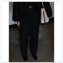 (FARM) straight tube high waist suit pants hanging feeling temperament commuting thick thin white black spot
