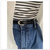 (FARM) Crocodile Belt Cowhide Belt Fashion Classic Joker Brown Gold Buckle Black Silver Buckle Spot