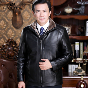 冬季中年休闲中老年人皮夹克