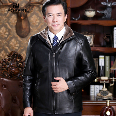 冬季中年休闲中老年人皮夹克