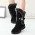 Giày cao gót nhung ấm áp cho nữ Giày cao gót mùa thu 2018 boots cao cổ Giày ống