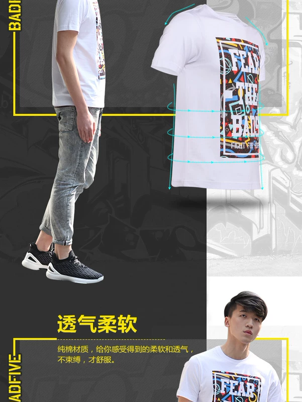 Li Ning áo thun ngắn tay nam mùa hè và mùa thu mới tập luyện thể thao cotton thoáng khí thấm mồ hôi văn hóa áo thể thao - Áo phông thể thao