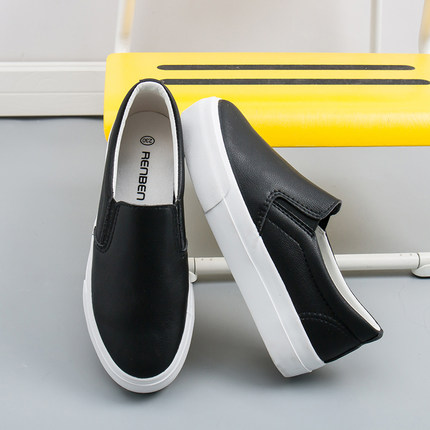 人本鞋女学生一脚蹬懒人鞋女小白鞋皮面百搭韩