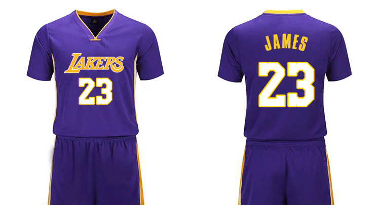 Mùa giải mới Lakers 23th James jersey 24 Kobe đồng phục bóng rổ tay ngắn đại học phù hợp với nam giới bóng rổ trẻ em