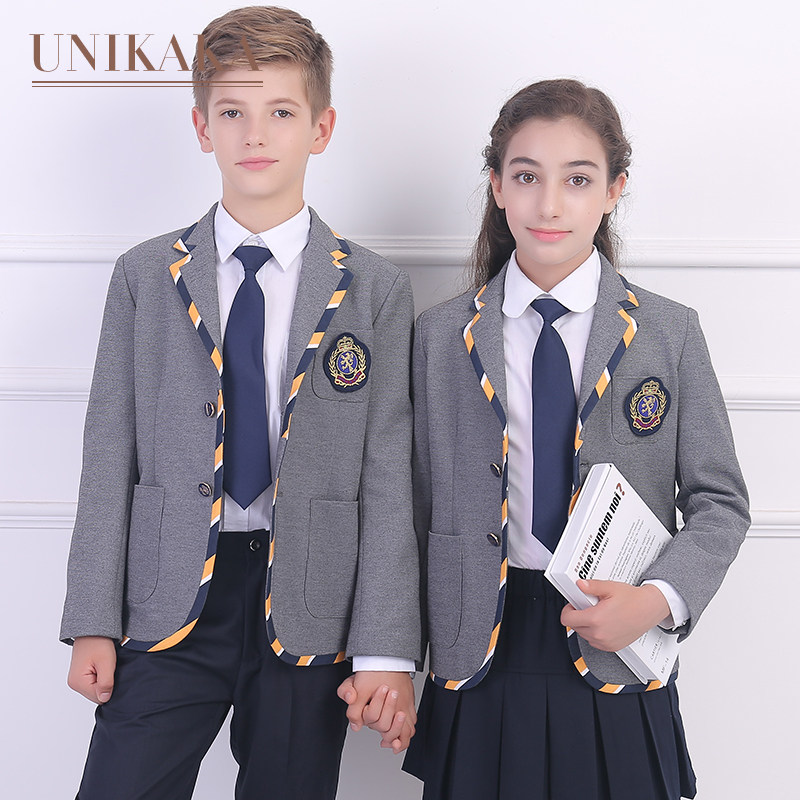 Unika card primary and middle school children's school uniforms children small west suit acting out of college wind autumn and winter suits suit Inléon wind