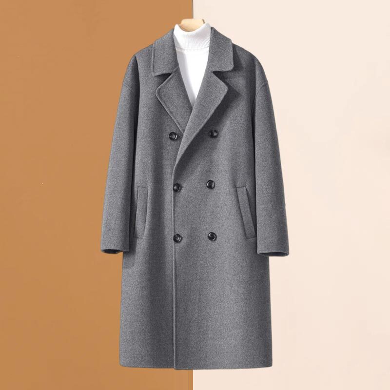 Mk Double-Sided Wool Coat for Men, Mid-Length, Thickened, Suit Collar, Double-Breasted, Men's Cashmere Wool Trench Coat Mk Double-Sided Wool Coat for Men, Mid-Length, Thickened, Suit Collar, Double-Breasted, Men's Cashmere Wool Trench Coat
