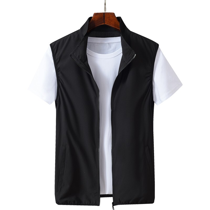 Mk Breathable Ice Silk Vest Jacket for Men 2026 Summer New High-End Thin Mesh Stand-Up Collar Men's Vest