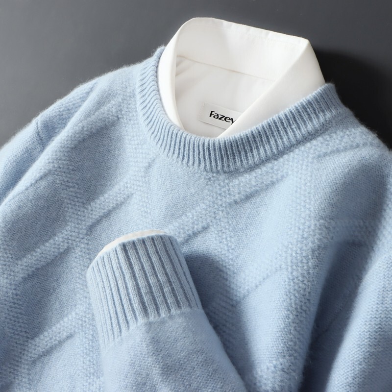 Mk Wool Sweater Men's 100% Pure Wool Round Neck Thickeneded Sweater Men's Autumn and Winter New Classy Brand Cashmere Sweater Mk Wool Sweater Men's 100% Pure Wool Round Neck Thickeneded Sweater Men's Autumn and Winter New Classy Brand Cashmere Sweater