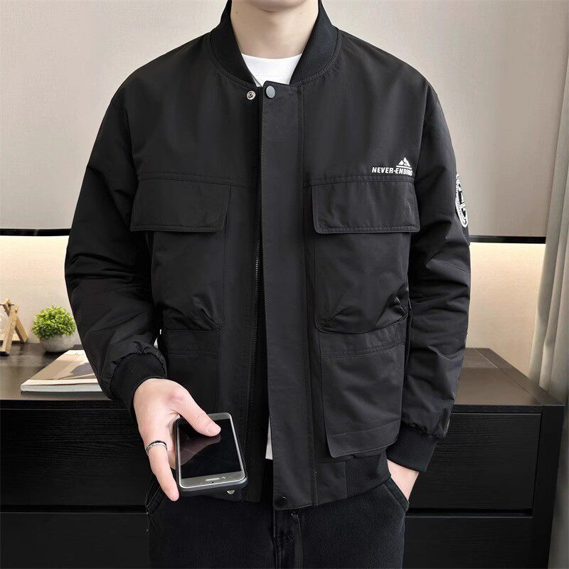 Mk Jacket for Men 2026 New Spring and Autumn High-End Casual Multi-Pocket Workwear Trendy Men's Baseball Jacket