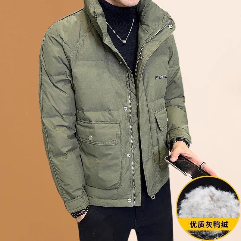 Mk Stand Collar down Jacket for Men, New Winter Model, High-End Brand, Lightweight Short Style, White Duck Down, Men's Thickened Coat, Trendy
